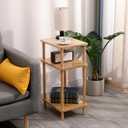 1 Set Side Table, Wooden 3-Tier Narrow End Tables, Burlywood Nightstand Sofa Side Table Used for Small Spaces, Living Room, Bedroom (Burlywood)
