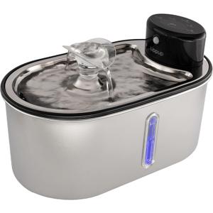 Wireless Cat Water Fountain Stainless Steel, 5200mAh Battery, Ultra Quiet, Automatic Water Dispenser for Cats, 108oz/3.2L, Two Flow Modes, BPA-Free, Multi-Filtration, Includes 2 Filters - Black