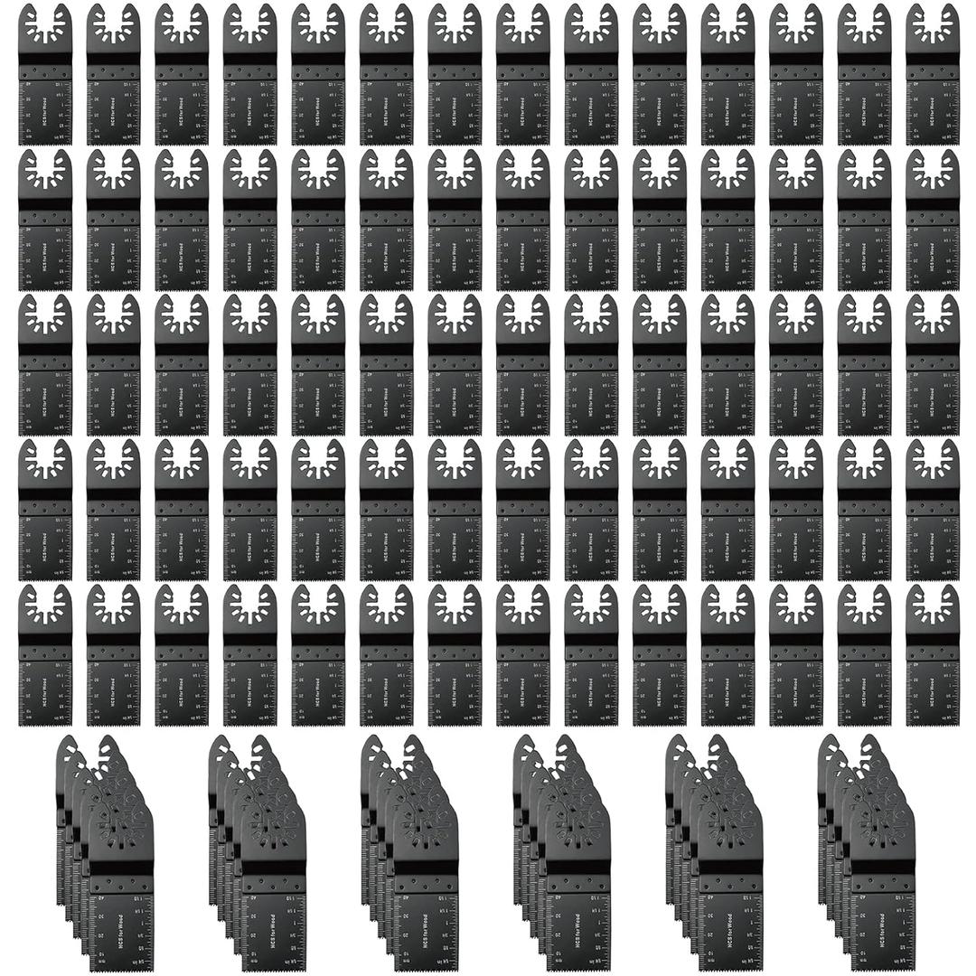 100Pcs Oscillating Tool Blades Professional Universal Oscillating Saw Blades Wood Multitool Blades Compatible with Dewalt, Milwaukee, Ryobi, Rockwell, Bosch
