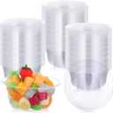 Aoriher 100 Pack 16 oz Plastic Bowls Disposable Serving Bowls for Wedding Bulk Clear Hard Plastic Acai Salad Heavy Duty Dessert Bowl Large for Serving Catering Party Ice Cream Home Supplies