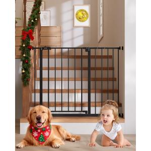 InnoTruth 29.5 - 40.75" Baby Gate for Stairs, 30" Tall Dog Gates for Doorways & Hallways, Safety Gate for Kids & Pets, Pressure-Mounted Walk-Through with Dual Lock & 2-Way Swing