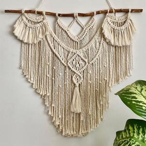 QLBUJ Large Macrame Wall Hanging Natural Driftwood Macrame Tapestry Above Headboard Boho Home Decor for Bedroom Living Room Apartment Wedding Party,32" W X 34" Large