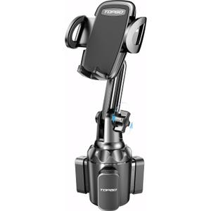TOPGO Cup Phone Holder for Car, [No Shaking & Stable & Adjustable Pole] Car Cup Phone Mount, Compatible with iPhone 16 and All 4.0-7.0 inches Smartphones - Black