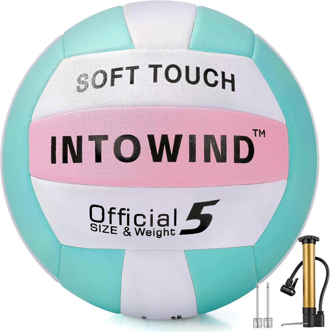 Volleyball Soft Touch Volleyballs Beach Volleyball Outdoor Indoor Volleyballs Beach Park Gym Games Training Official Size 5 Volleyball (Green/Pink/White)