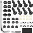 HZEL Car License Plate Screws Kits, Stainless Steel Anti-Theft Rustproof Vehicle License Plates Screws Fastener Nut Caps, Automotive Tag Mounting Hardware, Universal Fit (Black)