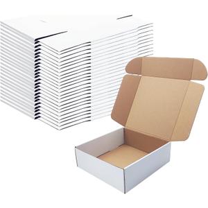 9x9x3 Inches White Shipping Boxes Set of 25 Cardboard Boxes Recyclable Corrugated Boxes Mailers for Small Business, Transporting, Packaging Storage Boxes and Craft Gifts Giving Products Box