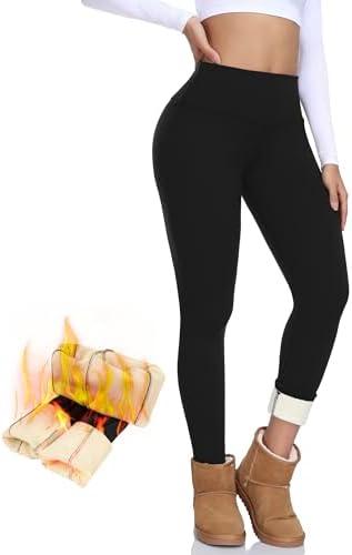 NEW YOUNG Thick Fleece Lined Leggings Women-High Waisted Winter Thermal Warm Yoga Pants Tummy Control L