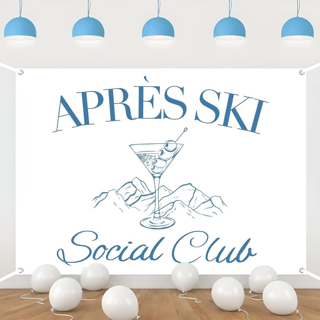 Apres Ski Party Decoration Backdrop 3 x 5 ft Apres Ski Banner Decor for Winter Bachelorette Party Embellishment Atmosphere Creation