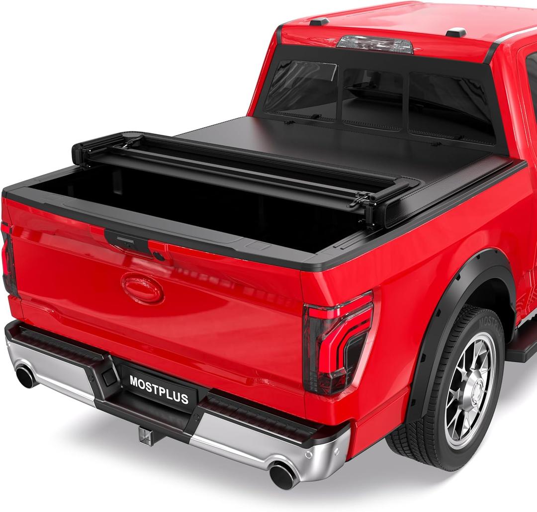 MOSTPLUS Quad Fold Soft Truck Bed Tonneau Cover On Top Compatible for 2015-2024 2025 Ford F150 F-150 Bed Fourth Fold Styleside 5.5 FT Bed Cover