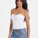 Tube Tops for Women Twist Knot Summer Going Out Crop Tops Backless Strapless Bandeau Tops Y2K Basic (White, M)