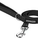 Best Pet Supplies Voyager Reflective Dog Leash or Collar with Neoprene Handle, for Small, Medium, and Large Breed Puppies, Cute and Heavy Duty for Walking, Running and Training - Black (Leash), S (5/8" x 5ft)