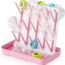SpaceAid Baby Bottle Drying Rack with 20 Hooks, Space Saving Kitchen Bottles Rack Dryer, Vertical Baby Bottle Holder Organizer for Countertop Storage Accessories (White and Pink)