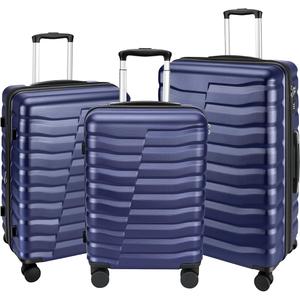 Lightweight Luggage with Spinner Wheels & YKK Zipper, 3-Piece Suitcase ABS+PC Hardside Hard Shell Luggage Sets with TSA Lock for Men, Dark Navy Blue (20+24+28 inch)
