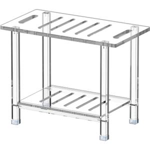 Sumerflos Acrylic Shower Bench for Inside Shower - 24.02" L x 12.99" W x 18.31" H Bathroom Shower Stool with Storage Shelf Heavy Duty (Hold Up to 400lbs) for Shaving Legs Waterproof Non-Slip
