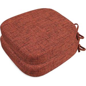 SINOSSO Thickened 2.5" Dining Chair Cushions, Soft Blended High Density Support Foam Kitchen Seat Cushions with Ties, U-Shaped Non-Slip Indoor Chair Pads, 16.5" x 16", 2 PCS, Red