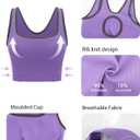 RUNNING GIRL Sports Bras for Women High Support,Seamless Ribbed Longline High Neck Sports Bra Racerback Padded Crop Top Yoga (Purple, M)