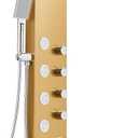 ROVOGO Gold Shower Panel Tower System with 4 Simultaneous Functions: Rainfall, Waterfall, Body Jets and Handheld, Stainless Steel Shower Column, 46.5", Wall-Mount