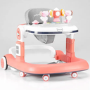 Baby Walker with Wheels – Adjustable Height, Foldable Design, Interactive Toy Tray – Pink