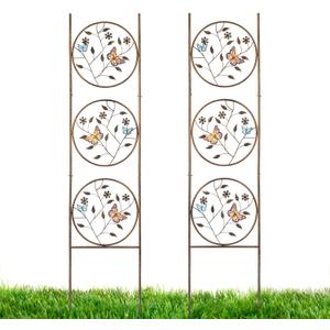 Set of 2 Butterfly Metal Garden Trellis for Climbing Plants, Decorative Vegetables Flowers Vine Trellis for Outdoor Patio 55'' H x 12.4'' W