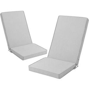Adirondack Chair Cushions Set of 2 - Removable Covers, Water-Repellent & Fade-Resistant Faux Linen, Securing Straps, Non-Slip Bottom, Fit for Most Outdoor Adirondack & Rocking Chairs - Light Grey