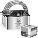 4 Pieces Square Cookie Cutters - 2inch, 2.25inch, 2.75inch, 3.15inch Stainless Steel Biscuit Cutter with Handle and Big Ring, Professional Baking Dough Cutter Tools for Cakes, Sandwiches