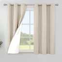 YoungsTex Short Linen Blackout Curtains 45 Inch Length for Kitchen Window, Oatmeal Thermal Insulated Drapes with Grommet for Bedroom Living Room Windows, 2 Panels, 42 X 45 Inch
