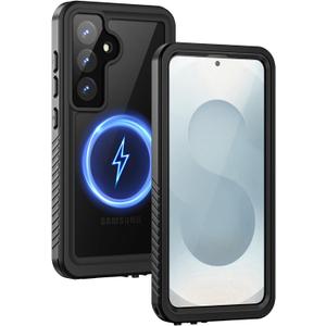 Lanhiem Magnetic for Samsung Galaxy S25+ Plus Phone Case, IP68 Waterproof Dustproof Case with Built-in Screen Protector, Rugged Full Body Protective Cover for Galaxy S25 Plus 6.7 Inch, Black