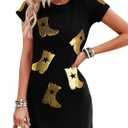 Cowboy Western Dress for Women: Vintage Rodeo Graphic Dresses Country Music Sundress Short Sleeve Cowgirl Outfits