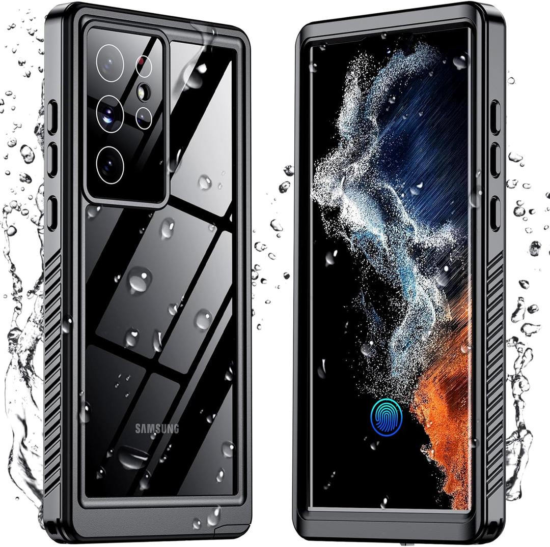 Temdan for Samsung Galaxy S22 Ultra Case,Waterproof Built-in Lens & Screen Protector[Full Body Shockproof][12 FT Military Drop Proof][IP68 Underwater] Case for S22 Ultra 5G 6.8-Black
