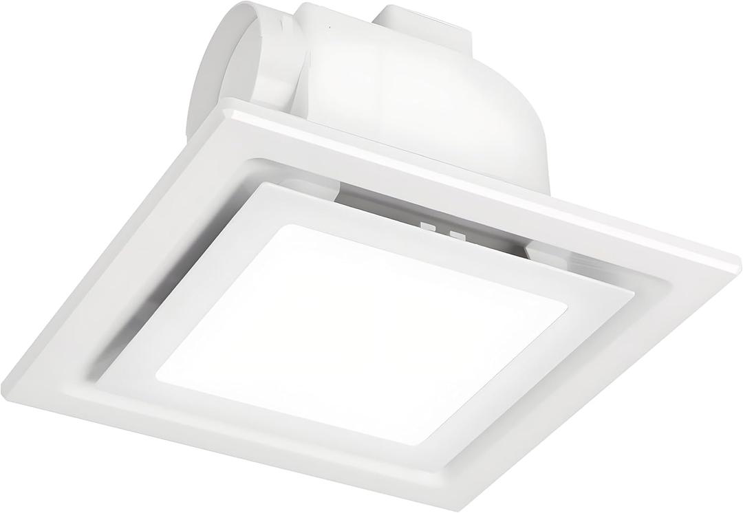 JOANAJO Bathroom Exhaust Fan with LED Light 8 inch Ceiling Mount Ventilation Fan 100 CFM,Voltage 110V,4 Inch Duct Quiet Bathroom Ventilation Exhaust Fan for Shower/Restroom/Office