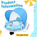 Motorized Pool Float with Canopy for Adults, Electric Inflatable Pool Lounger with Motor, Floating Chair Tube with Pusher Handles, Cupholder, Foot Pump for Summer Party, Beach, Lake, Calm Water