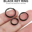FEGVE Titanium Key Rings Split Rings, Small Keyrings, Jump Rings for Necklaces, Keys, Jewelry Attachment - 15pcs Mix 10/12/14mm (Black)