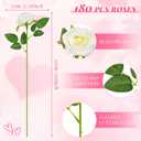 VZZNN 180 Pcs Artificial White Roses Bulk, Realistic Silk Fake Rose Flowers with Long Stems for Wedding Centerpieces, Bridal Bouquets, Party, and Home Decoration (White)