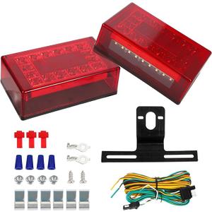 6inch Boat Trailer Lights LED Kit, Submersible Trailer Light Rectangular Stop Turn Tail License Plate Boat Trailer Light kit w/Amber Marker Lights, 25ft Wiring Harness