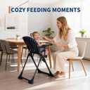 Baby High Chair, Foldable Feeding Chairs for Babies and Toddlers, Adjustable Height/Backrest/Footrest, Removable Tray, Fast Folding Blue