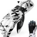 Ski Gloves - Waterproof Winter Snowboarding Gloves for Men & Women, Touchscreen Compatible, Warm Below -30F (Medium, White)
