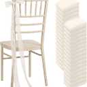 24 Pcs Lace Chair Sashes for Wedding Aisle Decorations Chair Bow Ribbons for Wedding Ceremony Bridal Shower Baby Shower Reception Party Banquet Ceremony Church Pew Decors (Ivory White)