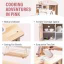 ROBUD Play Kitchen for Kids Toddlers, Wooden Play Kitchen with Realistic Accessories, Toy Kitchen Set with Plenty of Play Features, Modern Style Toy Kitchen for Girls & Boys, Gift for Ages 3+, Pink
