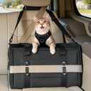 PETSFIT Large Cat Carrier with Patented Safety Buckles,Big Cats Up to 20 lb | Secure Carrier for Safe Driving, Lockable Zippers, Safety Tether, Travel Pet Carrier for Trips & Vet Visits,19 x 12 x 12