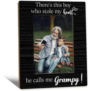 Beliran Grampy Gifts Picture Frame 5x7, Grampys Photo Frame, Christmas Birthday Gifts for Grampys Grandpa from Grandson, He Calls Me Grampy Black Wooden Picture Photo Frames for Desk Home Room Decor