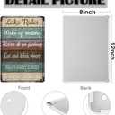 Lake Rules Metal Sign  Lake House Decor Wall Art for Summer Cabin, Lake Life Decor, Lake Wall Art, Lake House Sign for Home, Outdoor Lake Decorations  8x12 Inch Vintage Tin Sign