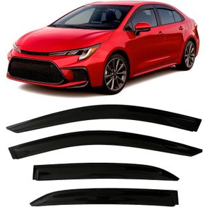 2019-2026 Tape-On Side Window Visor Deflectors for Toyota Corolla Sedan L LE SE XLE XSE FX Hybrid Dark Tinted Rain Guards 2020 2021 2022 2023 2024 2025