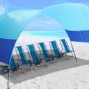 Beach Canopy Sun Shade, Beach Tent Sun Shelter Wind Sail Camping Sun Shelter Portable Seaside Tent Shelter Canopy Outdoor Beach Sun Shade for Family Vacation and Camping (Patent Pending)
 18x10ft