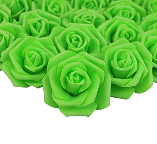 Lightingsky 3 x 1.6 x 3 inches 100pcs DIY Real Touch 3D Artificial Foam Rose Head Without Stem for Wedding Party Home Decoration (Green)