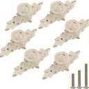 6 Pack European Style Rose Cabinet Knobs with Backplate,102mm Vintage Kitchen Zinc Alloy Flower Drawer Pull Handle for Dresser Vanity Cupboard Wardrobe Ivory White & Gold Edge, 6 Pack, 4.0"