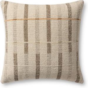 Loloi Ivory / Brown 20'' x 20'' Cover w/Down Pillow