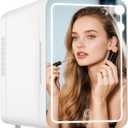 Iceblue Mini Fridge, 6L Skincare Fridge with Mirror, Dimmable LED Light Mirror Tiny Fridge with Thermoelectric Cooling Function for Cosmetics and Skincare, AC & DC Mini Beauty Refrigerator (White)
