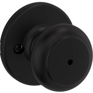Kwikset Cove Interior Privacy Door Knob with Lock, Door Handle For Bathroom and Bedroom, Matte Black Keyless Turn Lock Doorknob (1 Pack)