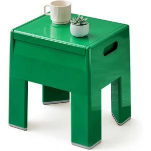 Nightstand Bedside with Storage Space, Multifunctional Colorful Plastic End Table Small Side Table for Bedroom, Dorm and Small Spaces, Easy Assembly(14.7" D x 11.8" W x 15.8" H, Green)