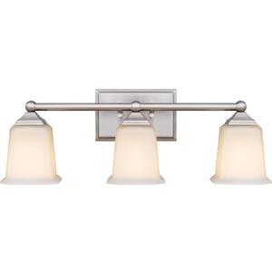 Tawson Nox Vintage 3-Light Vanity Light Modern Wall Sconce Lighting Brushed Nickel with White Glass Shade for Bathroom, Hallway, Entryway, Kitchen, Mirror, Laundry Room